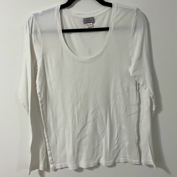 Zara White Long Sleeve Shirt MEDIUM - Picture 5 of 5